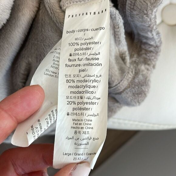 Ombre Tipped Faux Fur Robe, Large, Gray/Caramel - Picture 5 of 5